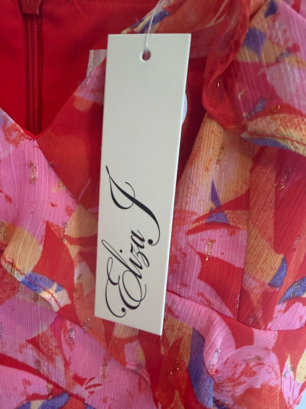 Eliza J Coral Multi Floral Ruffled Maxi Dress New With Tags size 6 - Picture 12 of 13